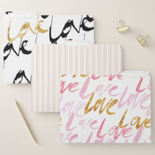 Chic Gold, Black & Pink Patterns File Folders