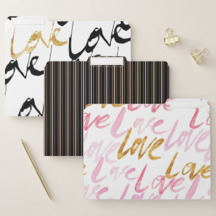 Chic Gold, Black & Pink Patterns File Folders