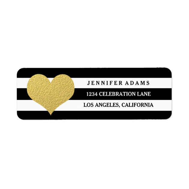 Chic Gold | Black Stripe Return Address Labels