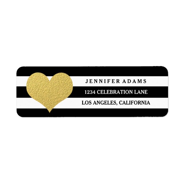 Chic Gold | Black Stripe Return Address Labels (Front)