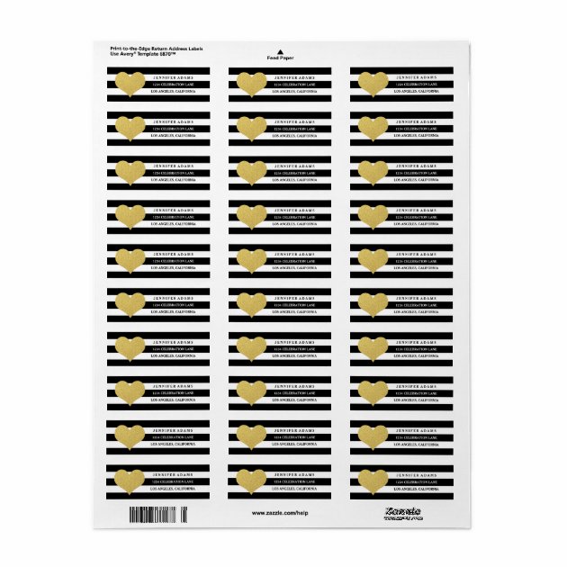 Chic Gold | Black Stripe Return Address Labels