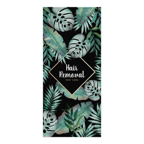 Chic gold black tropical price list salon services rack card