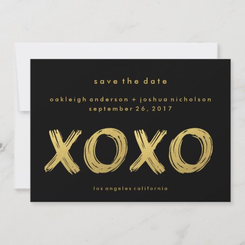 Chic Gold Black  XOXO Photo Save the Date