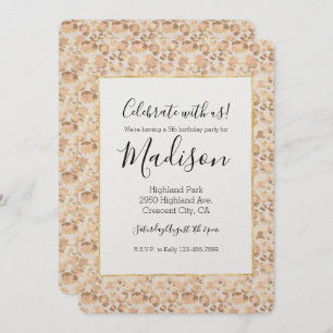 Chic Gold Blush Pink Leopard Print Birthday Invitation