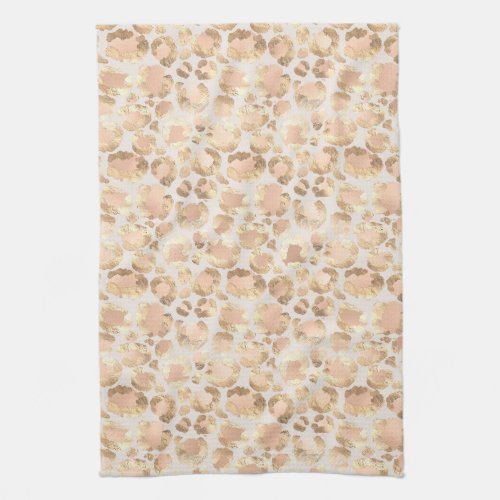 Chic Gold Blush Pink Leopard Print Kitchen Towel