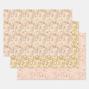 Chic Gold Blush Pink Leopard Print Wrapping Paper Sheets