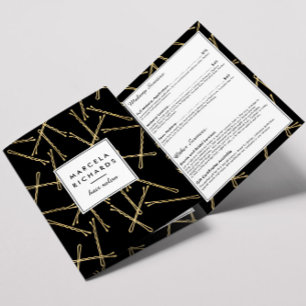 Chic Gold Bobby Pins Hair Salon Black Brochure
