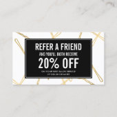 Chic Gold Bobby Pins Hair Salon Referral Card (Front)