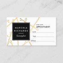 Chic Gold Bobby Pins Hair Stylist Appointment Card