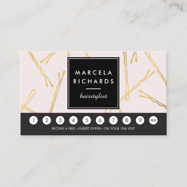 Chic Gold Bobby Pins Hair Stylist Pink Loyalty (Front)