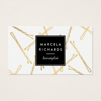 Chic Gold Bobby Pins Hair Stylist Salon Business Card