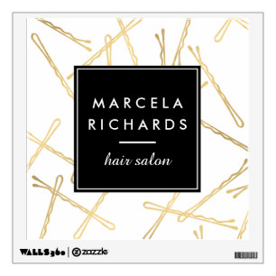 Chic Gold Bobby Pins Hair Stylist Salon Wall Decal