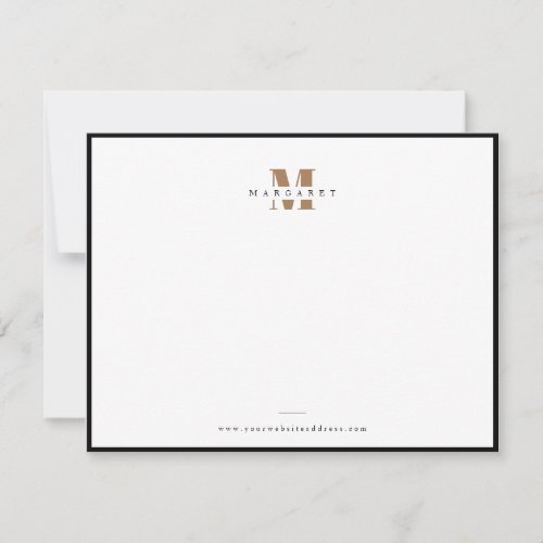 Chic Gold Bold Letter Simple Monogram Name Note Card