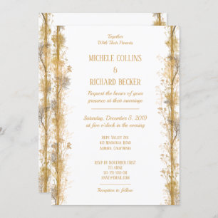 Chic Gold Botanical Border Wedding Invitation