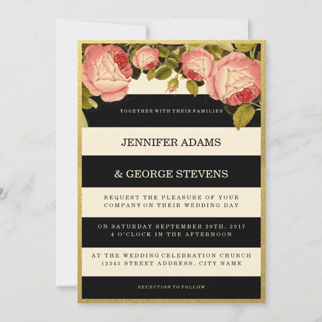 CHIC GOLD | BOTANICAL WEDDING INVITATION (Front)