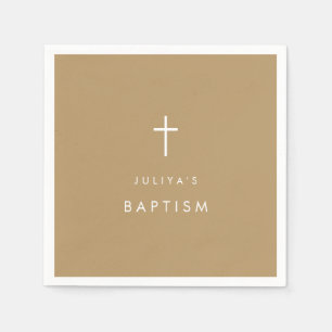 Chic Gold brown cross Baptism Napkins