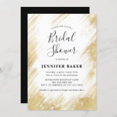 Chic Gold Brush Stroke Bridal Shower Invitation (Front/Back)