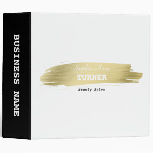 Chic Gold Brush Stroke Professional Makeup Artist 3 Ring Binder