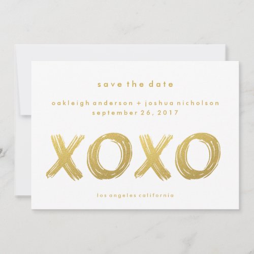 Chic Gold Brush Stroke  XOXO Photo Save the Date
