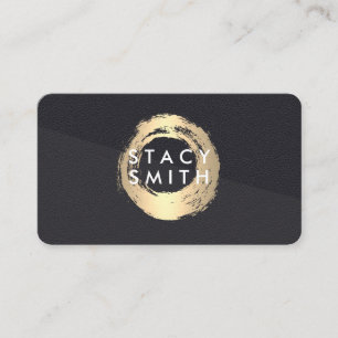 Chic Gold Brushed Leather Color Block Business Card