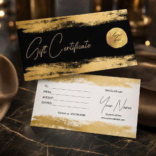 Chic gold brushstroke foil Logo Gift Certificate