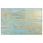 Chic Gold Brushstrokes on Island Paradise Blue Fabric