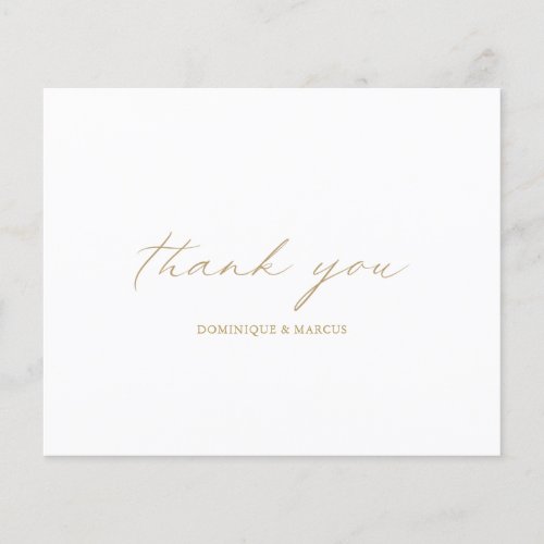 Chic Gold Budget Wedding Thank You Card
