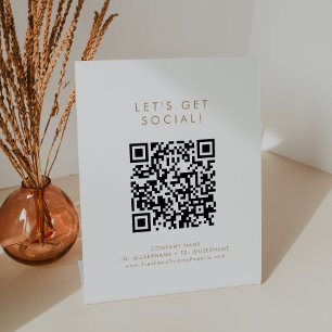 Chic Gold Business Let's Get Social Media Pedestal Sign