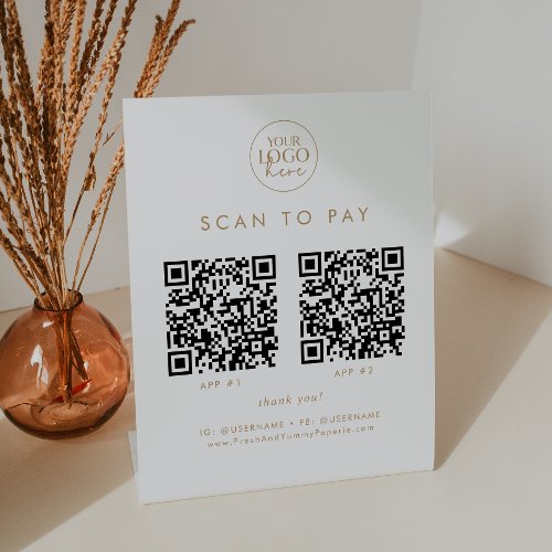 Chic Gold Business Logo 2 Apps Scan To Pay Pedestal Sign