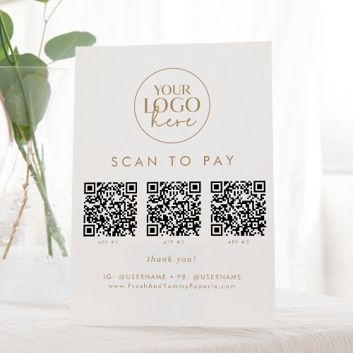 Chic Gold Business Logo QR Code Scan To Pay Pedestal Sign
