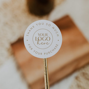 Chic Gold Business Logo Thank You For Order Classic Round Sticker
