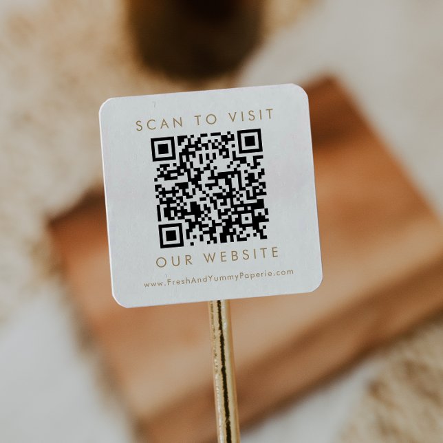 Chic Gold Business Wedding Website QR Code Square Sticker (Creator Uploaded)