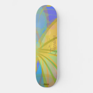 Chic Gold Butterfly Bleu Peach Pattern Skateboard