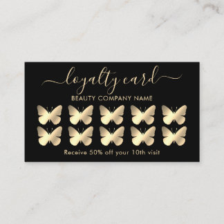 Chic Gold Butterfly Themed Loyalty Card