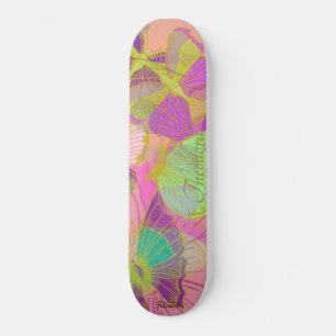 Chic Gold Butterfly Turquoise Violet Pattern Skateboard