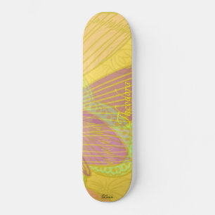 Chic Gold Butterfly Yellow Orange Skateboard