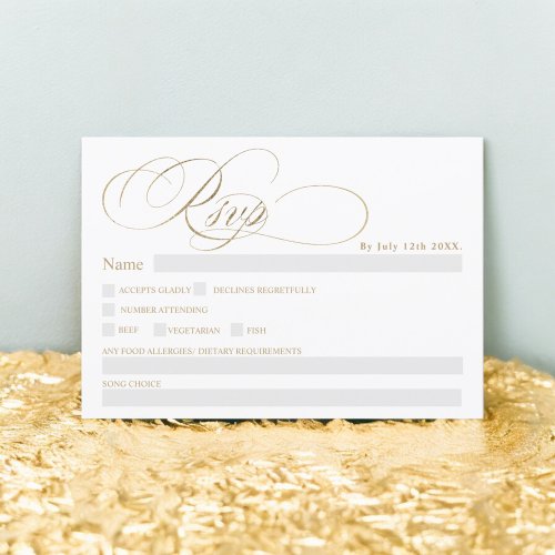 Chic gold calligraphy chic rsvp wedding invitation