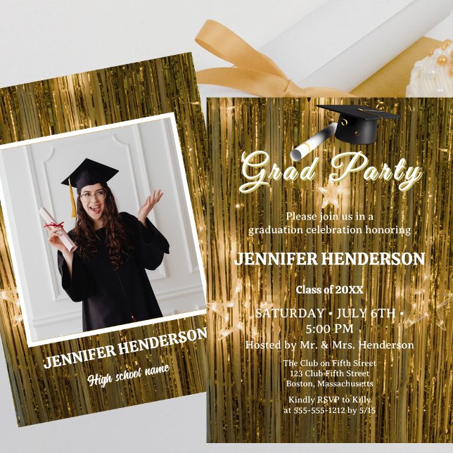 Chic Gold Calligraphy Graduation Party 2026 Invitation (Creator Uploaded)