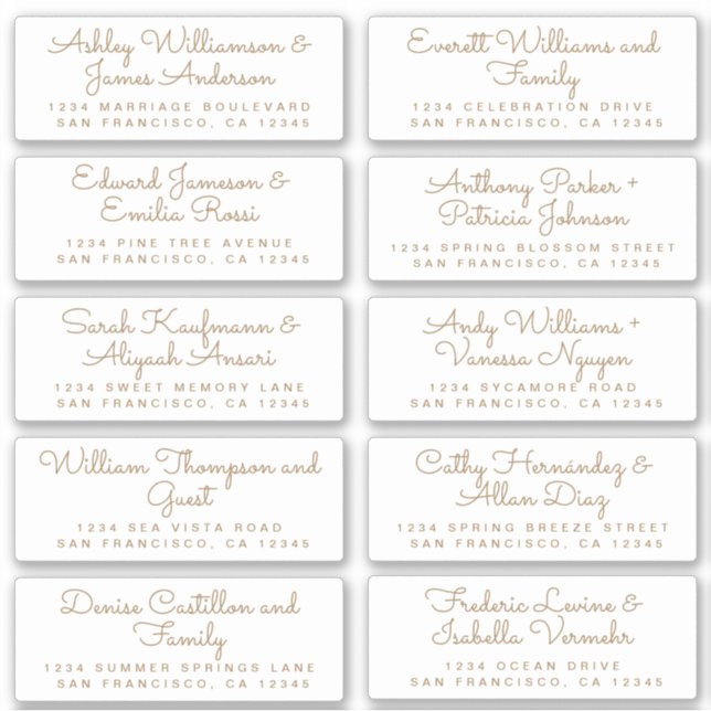 Chic Gold Calligraphy Guest Address Labels (Front)