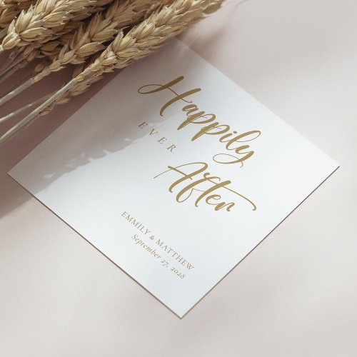 Chic Gold Calligraphy Happily Ever After Wedding Napkins