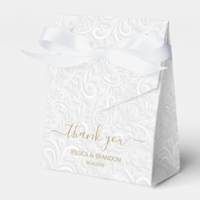 Chic Gold Calligraphy Thank You  Favor Boxes (Front Side)