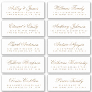 Chic Gold Calligraphy Wedding Guest Address Labels