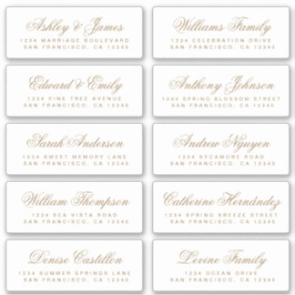 Chic Gold Calligraphy Wedding Guest Address Labels