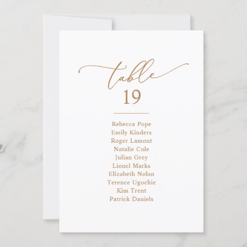 Chic Gold Calligraphy Wedding Seating Chart Cards