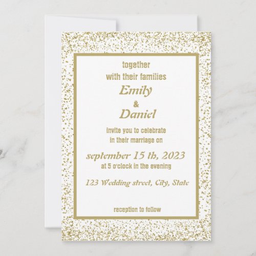 Chic gold casual wedding invitations