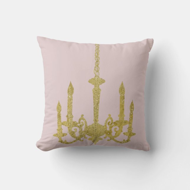 Chic Gold Chandelier Throw Pillow (Front)