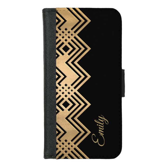 Chic Gold Chevron iPhone 7/8 Wallet Case (Front)