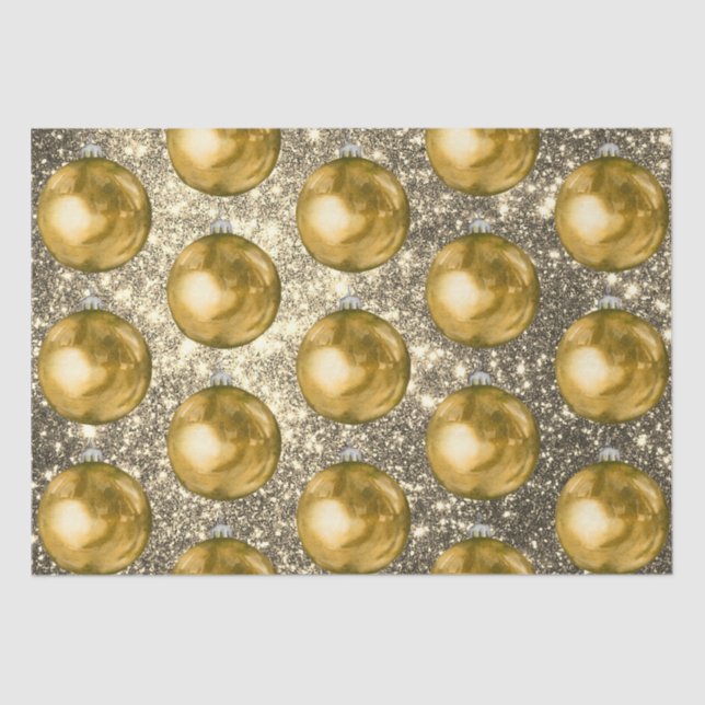 Chic Gold Christmas Balls Silver Sprakles Tissue Paper (Front)