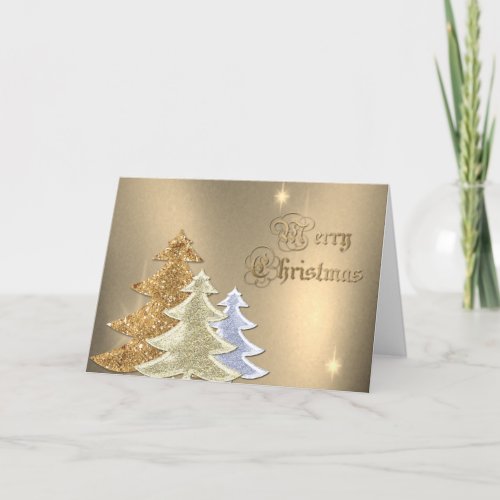 Chic Gold Christmas Trees with Photo Holiday