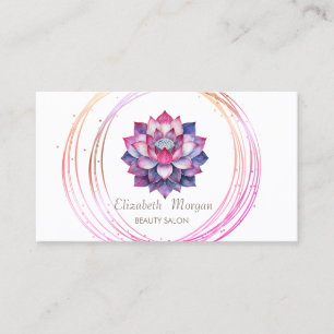 Chic Gold Circles Violet Lotus Zen Stones Business Card